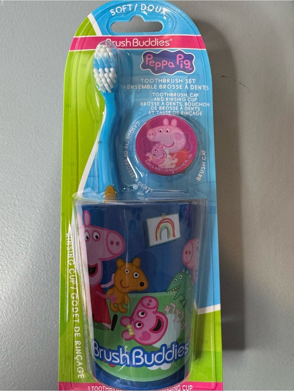 Peppa Pig Blue Kids Toothbrush Set with Rinsing Cup 3pc set